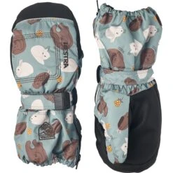Hestra Baby Zip Long - Mittens - Sea Blue Print