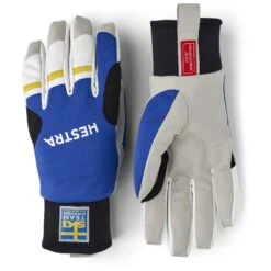 Hestra Windstopper Race Tracker - 5 Finger Gloves - Royal Blue/yellow